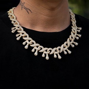 Luxury Men's Silver Moissanite Cuban Link <b>Chain</b> Hip Hop Style Necklace Inspired by Miami <b>Rappers</b> Anniversary Gift From India - Product Image 1