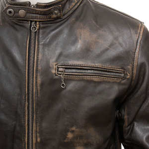 Chaqueta de Invierno de Cuero Genuino Personalizada de Alta Calidad para Hombre, Estilo Urbano, con Cierre, Impermeable, Resistente al Viento y Transpirable - Product Image 4