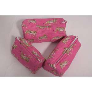 Pochette de maquillage de voyage en coton indien imprimé, faite à la main, avec fermeture à glissière, grande capacité, pour usage quotidien, pour femmes - Product Image 6