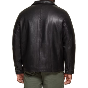 Fashionable Best Men's Plus Size Genuine Leather Jacket with Stand Collar and Front Logo Waterproof <b>Winter</b> Reasonable Price - Product Image 4
