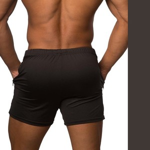 Men's Solid <b>Black</b> Quick Dry Drawstring Shorts Casual Knitted Mid Waist Short Shorts With Neon Yellow <b>String</b> - Product Image 2