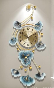 Horloge murale de grande taille en métal, design feuille premium, nouvelle arrivée, article de décoration murale pour salon, salle à manger, fond de mur. - Product Image 3