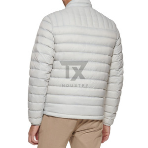 Veste d'hiver rembourrée en duvet noir en polyester avec logo personnalisé pour hommes - Product Image 5
