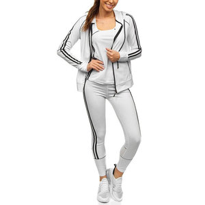 Ensemble de survêtements deux pièces pour femmes, 100 % coton, personnalisable, haute qualité, fermeture éclair intégrale, écologique, prix de gros - Product Image 2