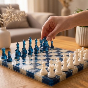<b>chess</b> board games resin epoxy <b>wooden</b> Handmade Artistic Resin <b>Chess</b> Set Customized Shape Collectible Game <b>Piece</b> FashionCraftindia - Product Image 2
