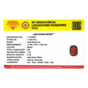 Natural Hessonite Gomed 5.75 Carat Oval Cut Loose Gemstone 15mm for Fine Jewelry - Product Image 4