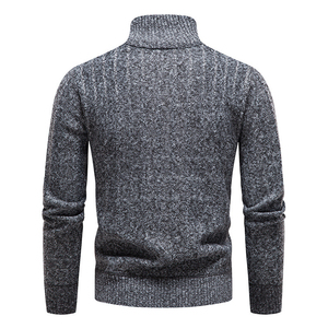 <b>Men's</b> Wool Acrylic Half-Zip Pullover <b>Sweater</b> <b>Turtleneck</b> Solid Color Thick Knit Anti-Pilling Winter Wear Knitted - Product Image 3