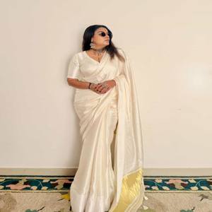 VASTRA COTTAGE Sari de Seda Gajji Pura Liso con Pallu Lagdi Original y Blusa a juego, Sari Premium - Product Image 1