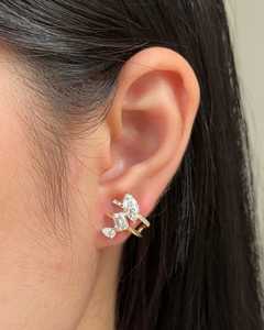 Diamond Cluster Stud <b>Hoop</b> <b>Earrings</b> 14k <b>Solid</b> Gold Prong Set Mixed Cuts Lab Grown Bridal Luxury Minimalist Fine Jewelry Wholesale - Product Image 4
