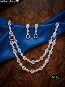 Parure de mariée en laiton plaqué or pour femme, collier ras-du-cou, boucles d'oreilles pendantes, tikka, zircon ethnique, tendance, certifiée, pour mariage et fiançailles - Product Image 1