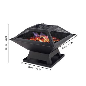 Braciere Portatile - Moderno Barbecue Quadrato, Stufa da Esterno e Caminetto da Giardino a Legna - Product Image 3