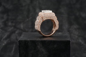 Hot Selling VVS Diamond 925 Sterling Rose Gold Plated Hip Hop Cut Ring Fine Jewelry Unisex Engagement Wedding Gifts-Diamond Test - Product Image 2