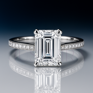 925 <b>Silver</b> Most Selling <b>Emerald</b> Cut Diamond <b>Ring</b> Pave Settings for Everyday Wear Office Use and Elegant Styling Gift For Her - Product Image 1