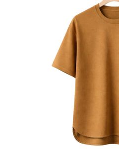 Camiseta Oversize Personalizada Color Mostaza para Hombre, con Dobladillo Curvo, Hombros Caídos, Cuello Redondo, Algodón Liso, Estilo Urbano, Camiseta de Verano - Product Image 3