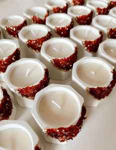 Velas de Té de Cristal Rojo en Forma de Hexágono Geométrico, Paquete al por Mayor, No Tóxicas, Sin Humo, para Diwali, Navidad, Pascua, Hogar - Product Image 2