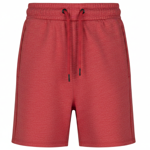 Shorts Bermuda Homme Rouge Uni à Cordon de Serrage Taille Mi-Haute Décontracté en Polyester avec Poches Tissu Tricoté Respirant - Product Image 5