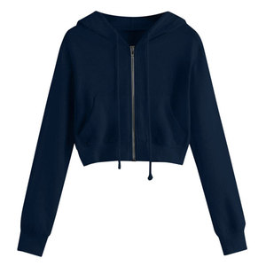 Sudadera con Capucha Corta Gris con Cierre y Bolsillos, Corte Regular, Unisex, Informal, de Punto, para Otoño - Product Image 2