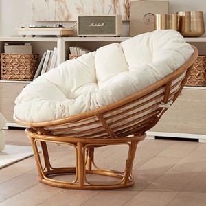 <b>Cane</b> rattan papasan chairs handcrafted moon saucer chair set with cushion garden patio furniture - Product Image 1