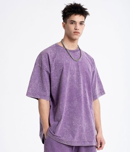 Oversized <b>Acid</b> Wash Breathable T-Shirt <b>Drop</b> Shoulder 100% Cotton Blank Design Streetwear OEM Manufacturer - Product Image 5