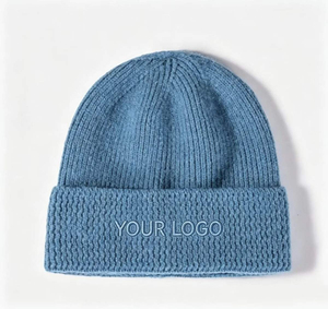 Purple Cuffed Knit <b>Beanie</b> Hat Unisex Winter Casual <b>Slouchy</b> Cap With Embroidered Logo Embroidered & Customized OEM Designs - Product Image 5