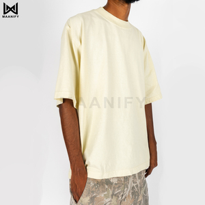 เสื้อยืดสตรีทแวร์โอเวอร์ไซส์ย้อมสีแบบขายส่ง ทรงหลวม ไหล่ตก ยูนิเซ็กซ์ ผ้าคอตตอนหนา เสื้อเปล่า OEM - Product Image 1