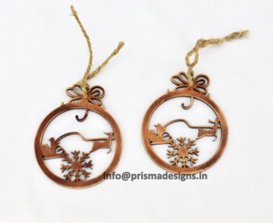 Vente en gros d'ornements de Noël en bois écologiques, flocons de neige découpés au laser, étiquettes suspendues en bois personnalisées, décoration de sapin de Noël - Product Image 2