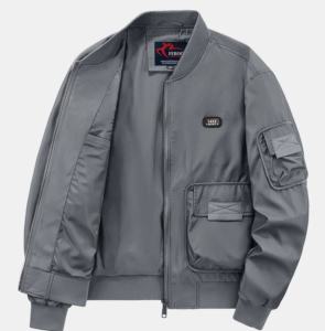 Blouson bomber coupe-vent décontracté à manches longues pour homme, en toile 100 % polyester, respirant et écologique, style hip-hop - Product Image 2
