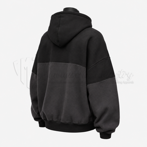 เสื้อฮู้ดบล็อกสีโอเวอร์ไซส์สำหรับผู้ชาย เสื้อสเวตเชิ้ตผ้าฟลีซหนานุ่ม สตรีทแวร์ เสื้อฮู้ดลำลอง - Product Image 4