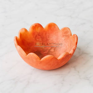 Bol décoratif artisanal en os bleu poli avec incrustations, base en laiton, vaisselle de luxe artisanale, accent de décoration intérieure, Inde - Product Image 6