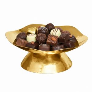 Bol de service en métal de qualité supérieure, finition dorée, sur pied, avec bord ondulé, pour bonbons, décoratif, pour mariage, hôtel. - Product Image 1