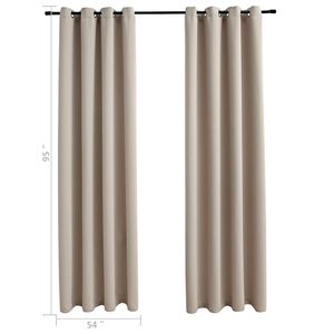 Rideaux occultants en tissu beige 54"x95" avec anneaux, lot de 2 pièces - Product Image 6