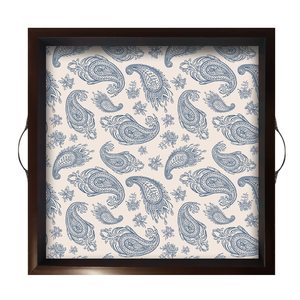 Bandeja de Servir de Madera con Diseño Floral Azul Cielo, Disponible para Mesa de Comedor, Decoración del Hogar, Opciones de Regalo Disponibles para la Venta - Product Image 4