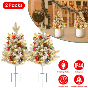 2 Pezzi Mini Albero di Natale Solare con 50 LED, Impermeabile IP44, Ricarica Rapida 4H, Batteria 600mAh, 2 Modalità di Illuminazione, Design Realistico in PE - Product Image 1