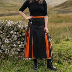 Kilt hybride plissé pour femme avec boucles latérales, options de tartan personnalisées, jupe longue, tenue écossaise - Product Image 3