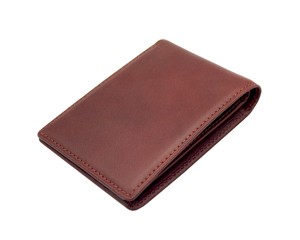 Portefeuille pour homme Castello, modèle bi-fold, marron, design minimaliste fin, cuir souple, RFID, longueur courte, polyester, classement haut de gamme - Product Image 2