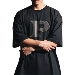 Fashionable Mutil Color t Shirt Body Fit High Quality Gym <b>Tshirt</b> Rhinestone Diamond 100% cotton T-shirt for men loose fit - Product Image 1