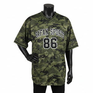 Camiseta 100% algodón para hombre, corte holgado, estampada, estilo jersey de béisbol, tela de malla de poliéster transpirable, GSM, logotipo personalizado con transferencia térmica. - Product Image 1