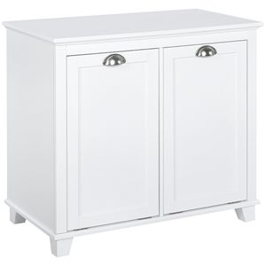 Mobiletto da Bagno Indipendente con 2 Cesti Ribaltabili, Organizzatore Bianco per Lavanderia - Product Image 1