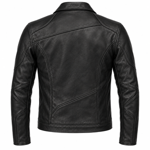 Wholesale Custom Black Real Cowhide Leather Moto Riding <b>Jacket</b> Diagonal Zipper Lapel Neck <b>Men</b> Woman Streetwear Coat Factory - Product Image 2