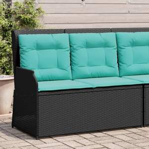 Banc de patio inclinable 2 places en rotin PE noir turquoise - Product Image 1