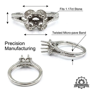 Service tout-en-un : Monture de bague de fiançailles semi-montée en or massif 18 carats pour diamant, échantillonnage rapide en 5-7 jours, OEM - Product Image 2