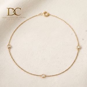 Bracelet chaîne à maillons en or jaune massif 9 carats avec sertissage clos et diamant de laboratoire de 1,8 mm, pour femme, idéal pour le quotidien et les occasions spéciales - Product Image 1