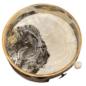 Bandeja para servir de madera de mango macizo hecha a mano de forma redonda de diseño único a precio de mayorista hecha en India - Product Image 4