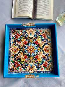 Trendy Pattern Enameled MDF Printed Tray Customize Size Storage Tray Handmade Handicraft Top Quality Enamel Tray By UO INDIA - Product Image 6