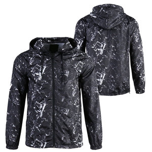 Veste coupe-vent réversible matelassée à capuche pour homme, noire et blanche, légère, séchage rapide, décontractée, hiver, fermeture éclair - Product Image 1