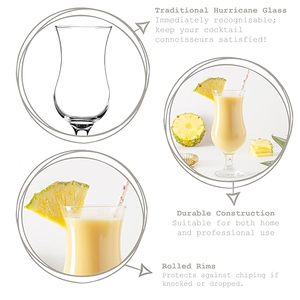 Juego de 6 Vasos para Pina Colada de 390 ml, Vasos para Hurricane, Piña, Martini, Batidos, Transparentes y Duraderos, Diseño Clásico - Product Image 4