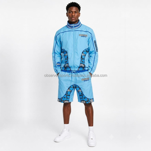 Windbreaker Set High Quality Custom Unisex 3M <b>Reflective</b> Vintage Autumn Men Outerwear Sets Streetwear <b>Top</b> and Shorts Sets - Product Image 1