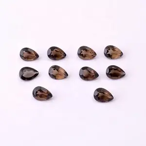 AAA Quality Semi Precious 3x5mm Natural Smoky Quartz Faceted Pear Cut Loose Stone Gemstone At Lowest Price