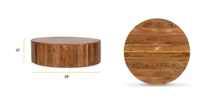 Mesa de Centro Redonda de Madera Maciza para 4 Personas, Mesa de Comedor Rústica Estilo Granja, Muebles para Sala de Estar, Decoración Interior para el Hogar y Hoteles - Product Image 6