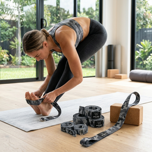 Premium Yoga Strap with Spandex/Polyester Webbing and Metal D-<b>Ring</b> Buckle Portable Non-Slip for <b>Stretching</b> and Fitness Training - Product Image 3